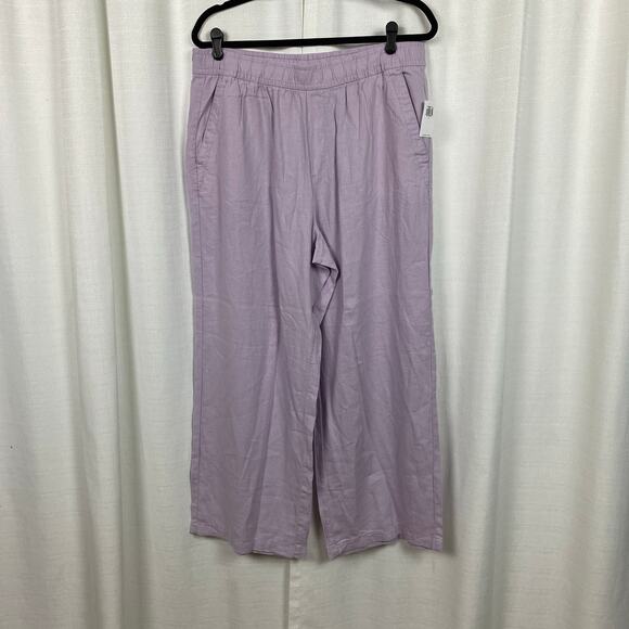 Old Navy Dusky Lavender Purple Wide Leg Pull On Linen Blend Pants Sz.L NWT - Picture 3 of 14